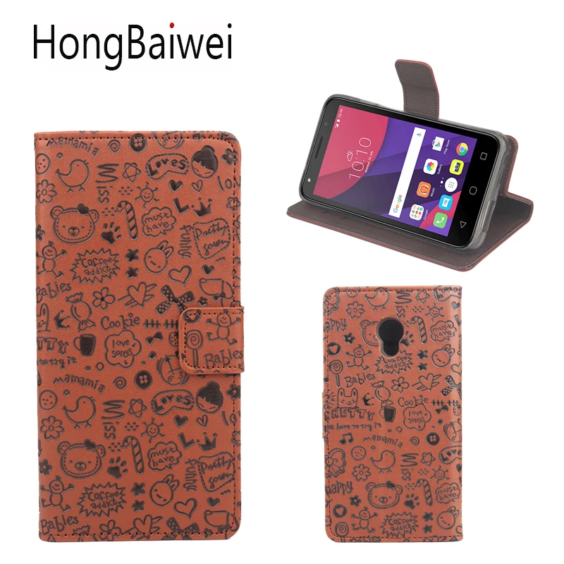 

HongBaiwei For Alcatel One Touch Pixi 4 5045X Case Cover Girl Cute Cartoon Flip Luxury Leather Wallet Phone Bag Case
