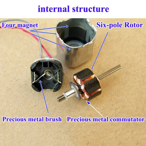 2PCS DC 12V 6500RPM Large Torque 6-Pole Rotor Minebea Mini 15MM Square DC Motor