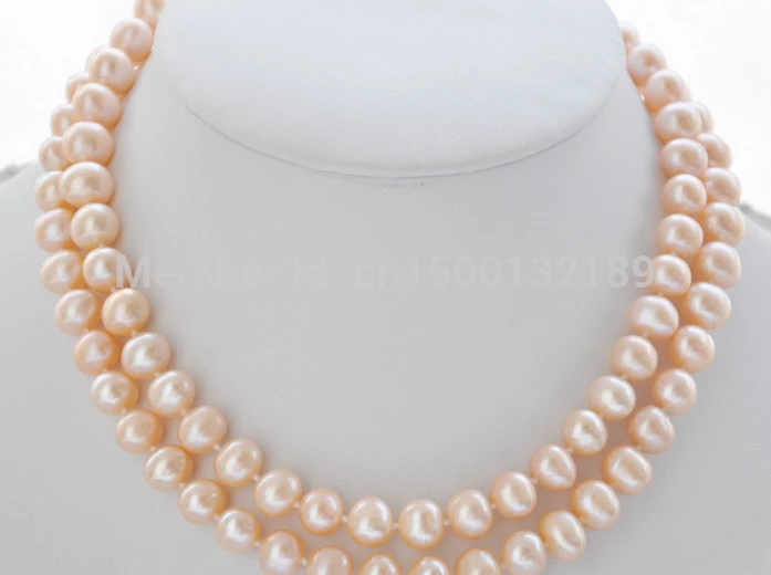 

j00410 A++ 33" 10mm pink round freshwater cultured pearl necklace (C0309)