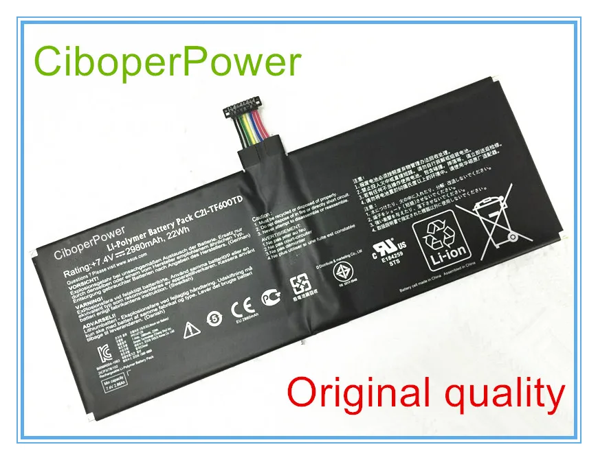 Оригинальный 7 4 V 2950mAh 22wh аккумулятор ноутбука для TF600T C21 TF600TD|Аккумуляторы