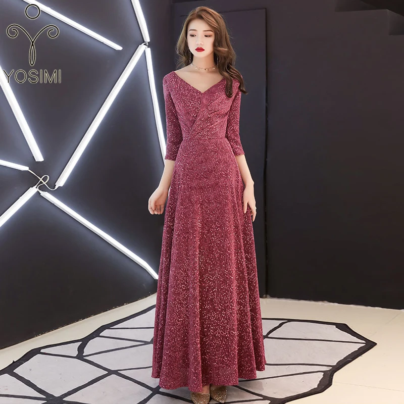 YOSIMI A-Line Платья женские вечерние платья Летние Новые Вечерние платья с v-образным вырезом без рукавов элегантные макси длинные благородные тонкие красные