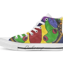 Funky Green and Blue Tree Frog абстрактный дизайн искусства дышащая Повседневная Высокая обувь на шнуровке холщовая обувь кеды для Прямая