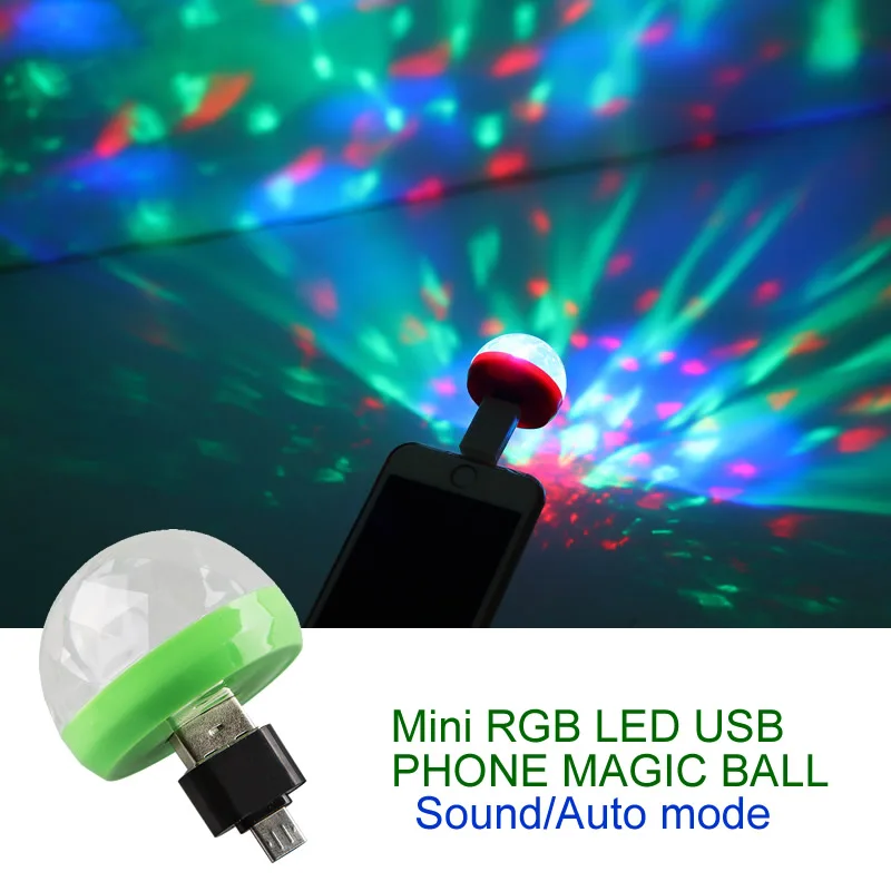 Мини 4 Вт RGB LED USB телефон ЗВУК АВТО магический шар свет для Android Apple мобильный