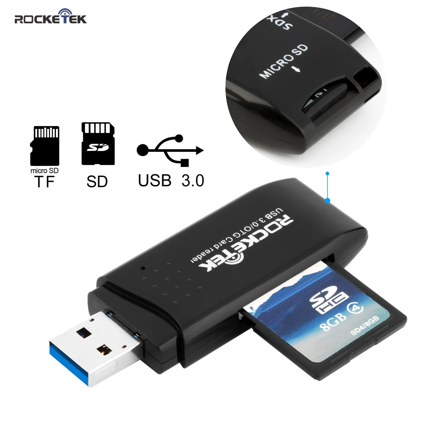 Rocketek USB 3.0 Memory Card Reader high quality 5Gbps Super Speed 2