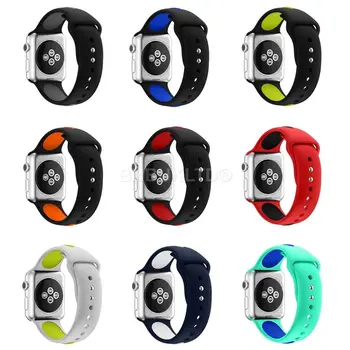 

Soft Silicone Sport Style Replacement Wrist Strap Stripe Color Splicing for Apple Watch Bnads Series 4/3/2/ 38mm 44mm 40mm