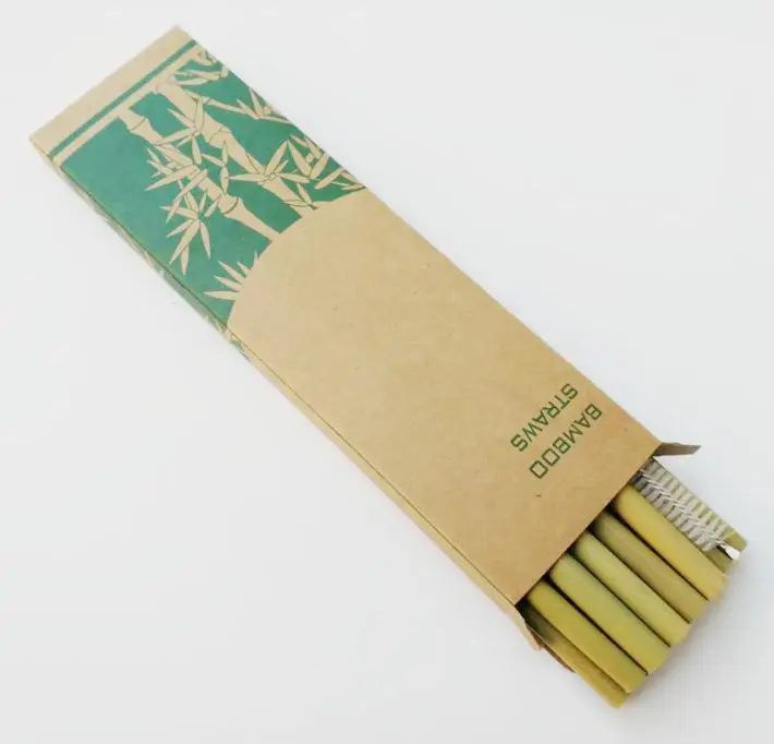 

100sets Bamboo Straws Sets Reusable Eco Friendly Handcrafted Natural Bamboo Drinking Straws and Cleaning Brush SN2335