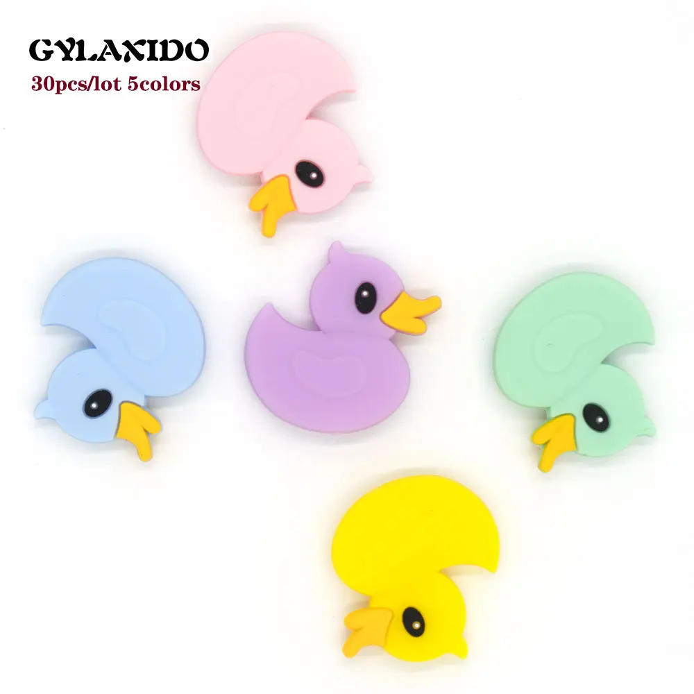 

30Pcs Duck Perle Silicone Beads DIY Duck Teether Animal Cartoon Silicone Kralen Beads Food Grade Teething Beads Baby Products