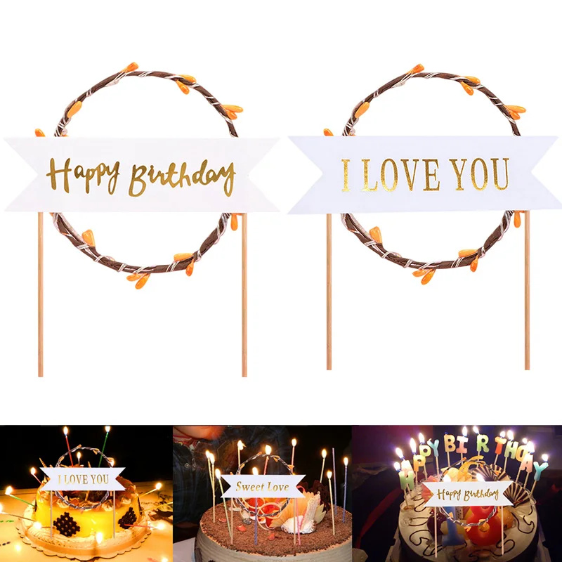 

10pcs LED Lighting Wreath Decoration Round For Cake Topper Birthday Party Engagement 2018ing