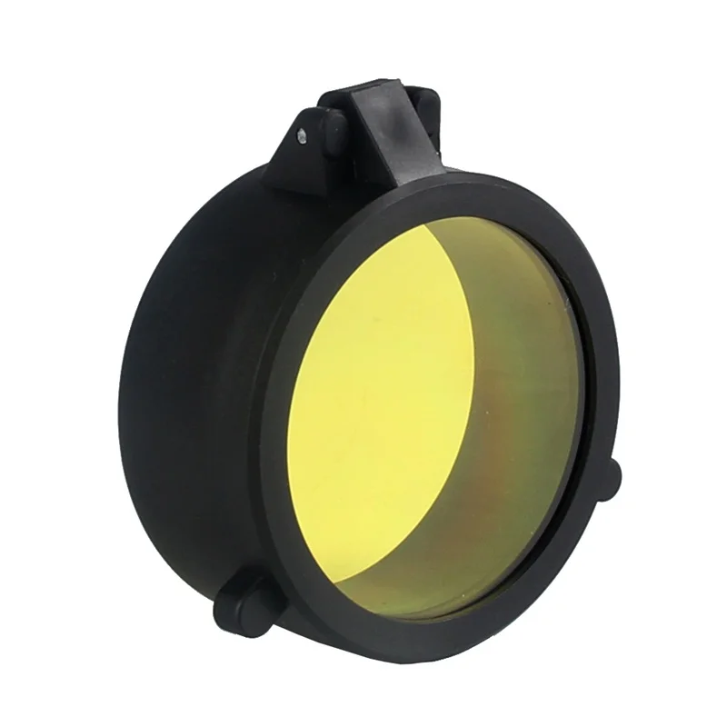 30-69MM Transparent Rifle Scope Lens Cover Flip Up Quick Spring Protection Cap Yellow Objective Lense Lid for Gun Calibe 37-0073