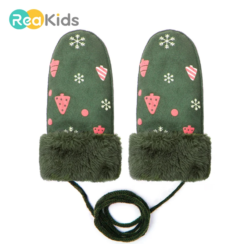 

REAKIDS Fashion Cute Children Warm Gloves Winter Baby Gloves Kids Mitten Cotton Cartoon Girls Boys Mitten Plush Warm Gloves