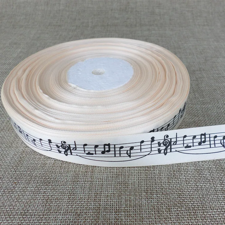 

50 Yards 45 meter Beige Note Silk Satin Ribbons for needlework Wedding Party Decoration Christmas Apparel Sewing Fabric gift DIY