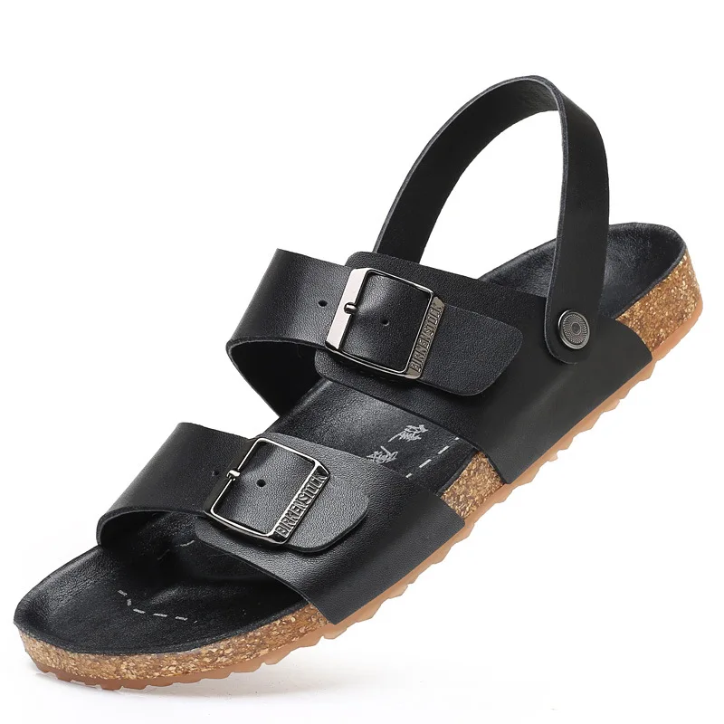 

Fashion Leisure Men's Sandals Basic Back Strap Low Summer Shoes Solid Slip-On Metal Decoration Men Beach Shoes