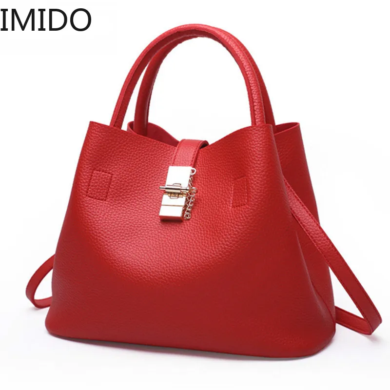 

IMIDO New 2019 Vintage Women's Handbags Famous Fashion Brand Candy Shoulder Bags Ladies Totes Simple Trapeze Women Messenger Bag
