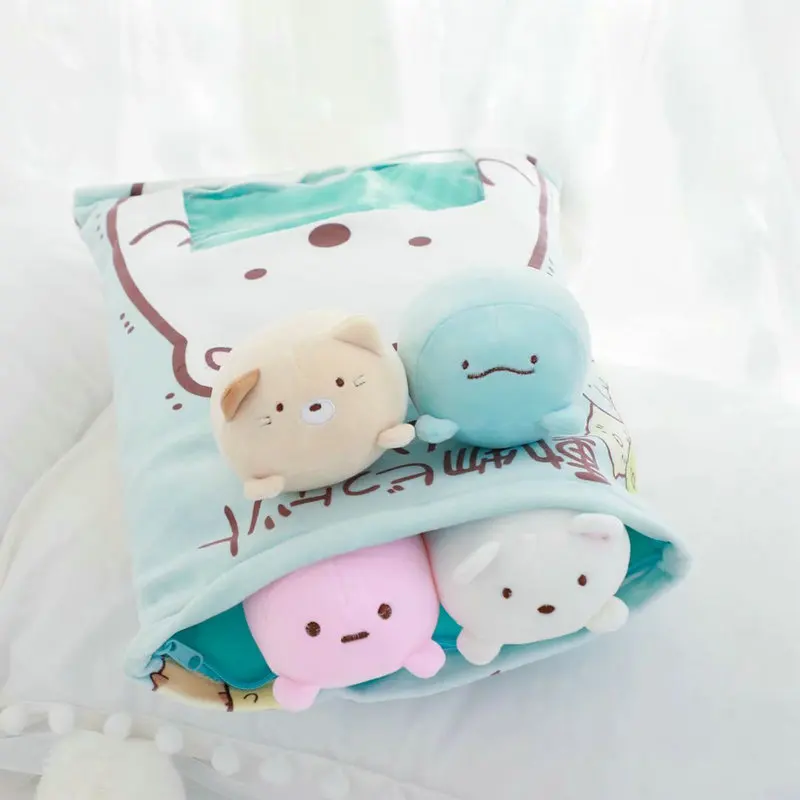 4pcs/8pcs stuffed Bear Cat Penguin pillow plush animals toy Japan Anime Animal Cartoon Doll creative toys for children