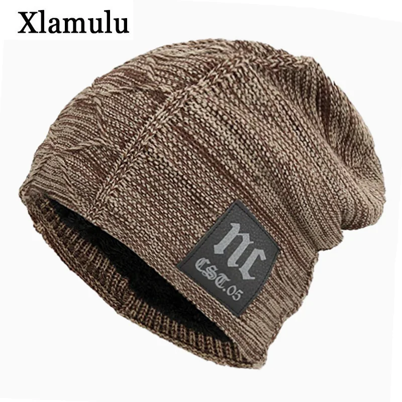Xlamulu Skullies шапочки зимние трикотажные изделия головные уборы для мужчин и женщин вязаная шапка с маской Теплые Мешковатые мягкие толстые