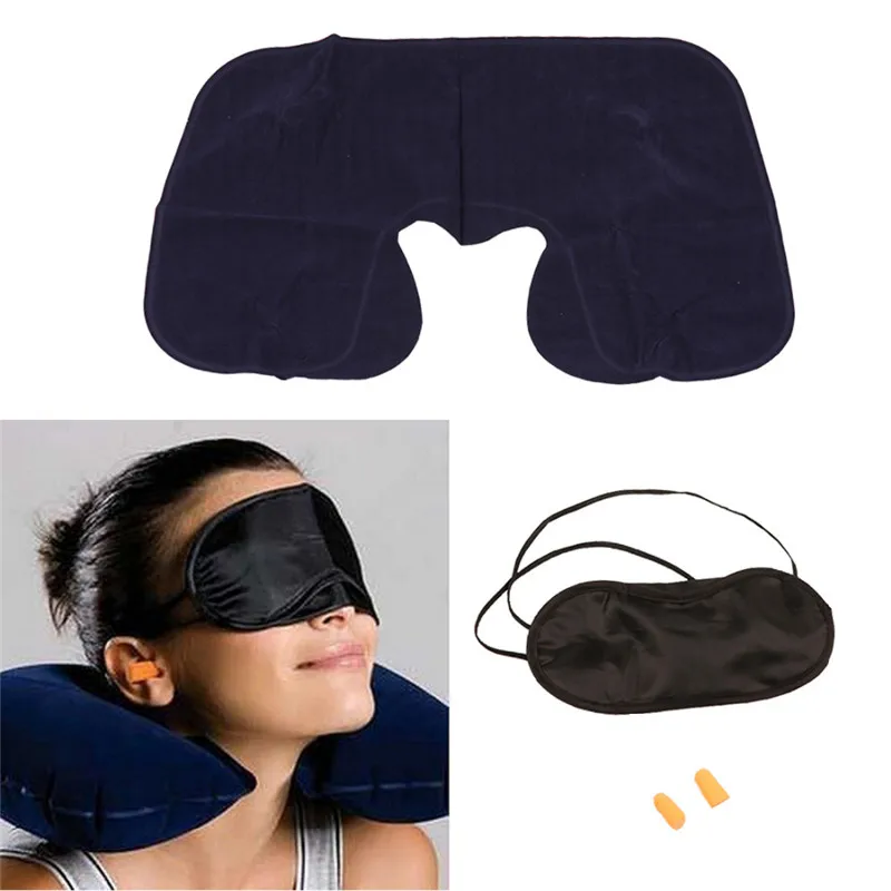 

2019 New U-Shape Neck Pillow Travel Pillow Flight Car Pillow Inflatable Pillow Neck U Rest Air Cushion+ Eye Mask + Earbuds LST