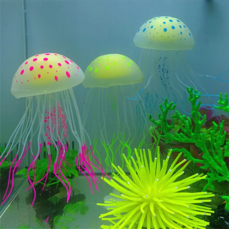 15 см искусственные, силиконовые Медузы флуоресцентные желе украшения аквариума пейзаж аксессуар украшение «Медуза»