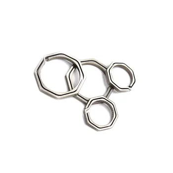 

1PC Gossip Key Ring Outdoor TC4 Titanium Alloy Key Ring CNC Machining Octagon EDC Keychain Buckle Accessories Camping Equipment