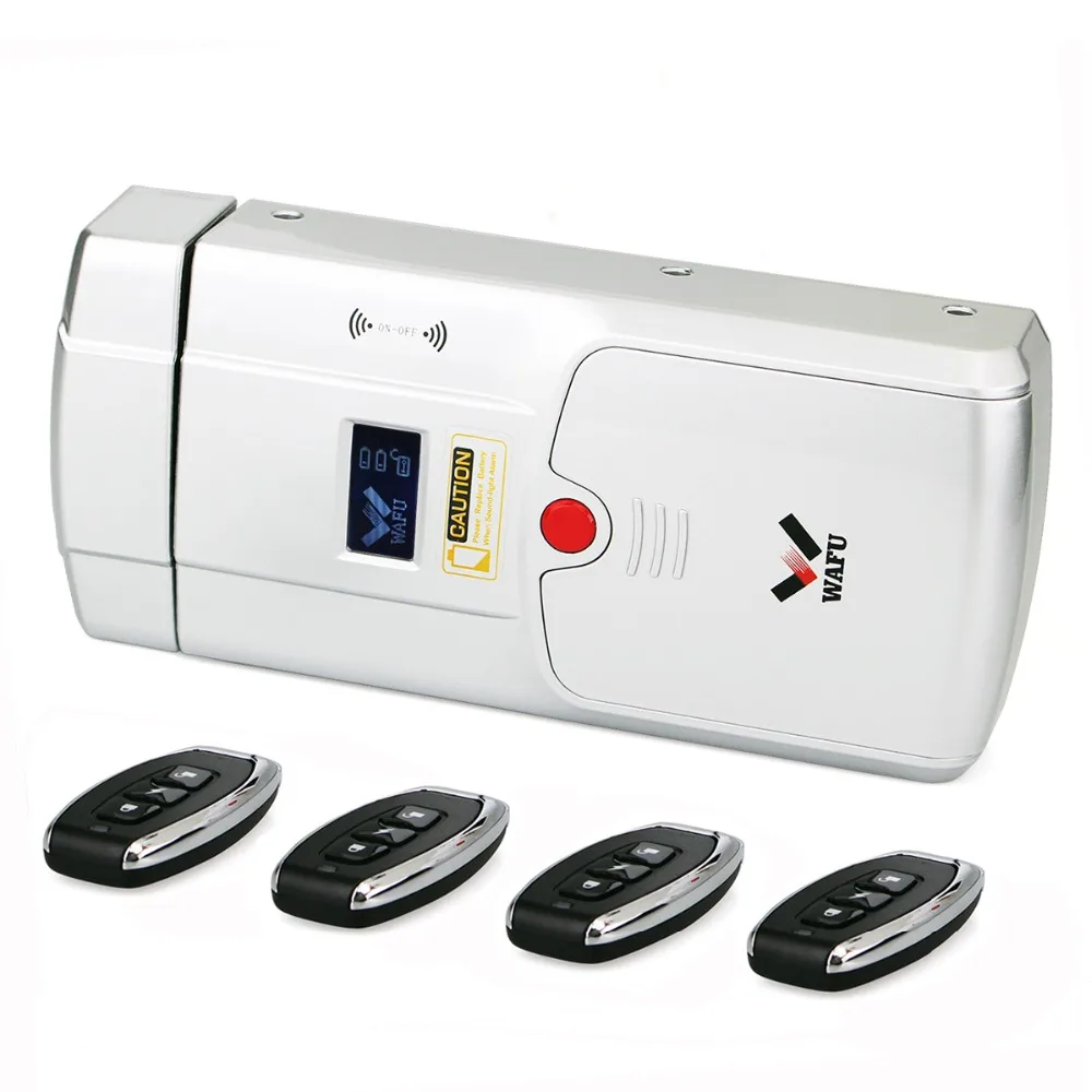 

Security Keyless Smart Remote Door Lock Wireless Invisible Anti-theft Lock with 4 Remote Keys F1440