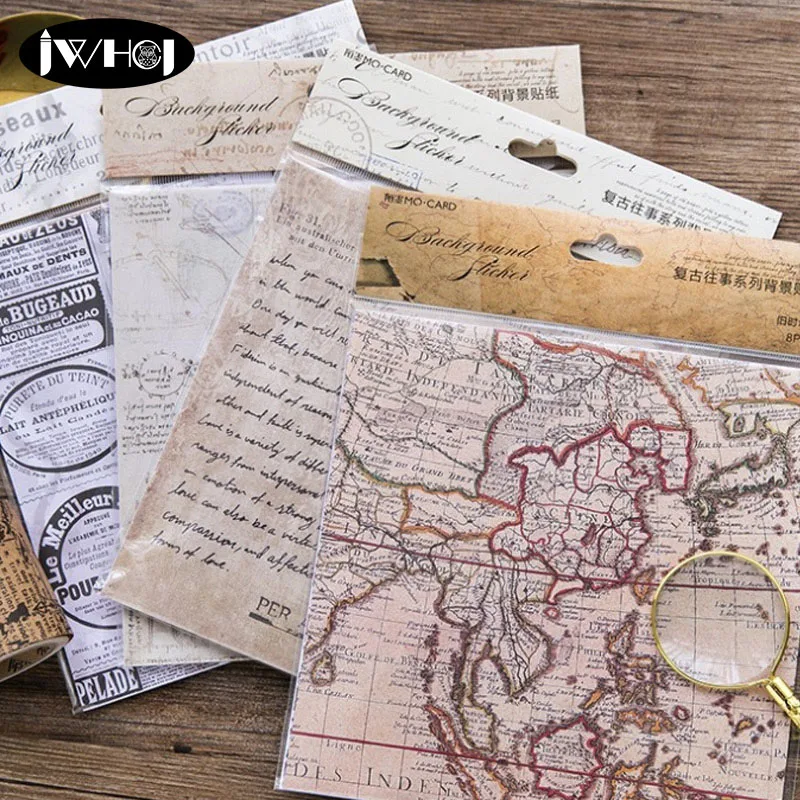 

8 sheets/bag Vintage stamp sticker paper decoration sticker diy handmade album diary scrapbooking sticker Arts, Crafts gifts