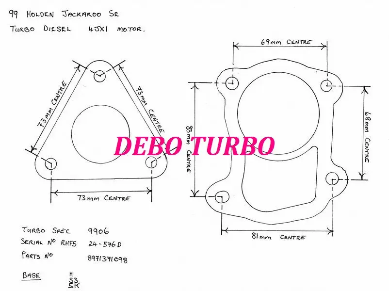 Новинка RHF5 8971371093 8973125140 Turbo прокладки турбонагнетателя для ISUZU D MAX Trooper OPEL Monterey HOLDEN
