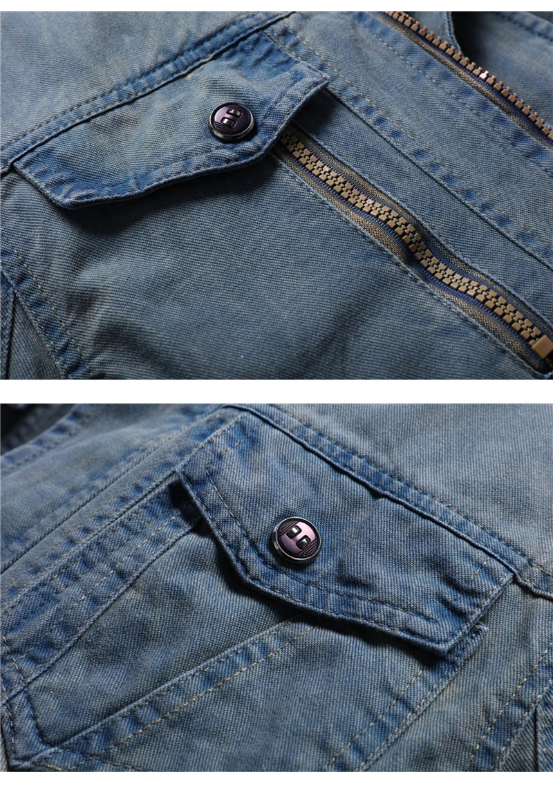 new Denim Jean jacket men Casual for streetwear motorcycle Retro Mens Jackets And Coats fitness Multi-pocket Cargo Jacket Male