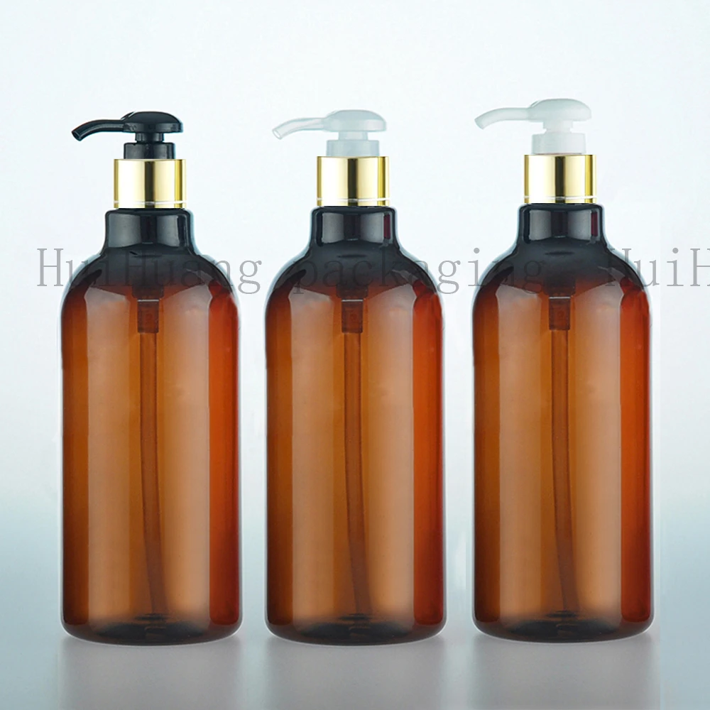 12pcs 500ml Plastic Cream gold collar Pump Bottle Refillable Shower Gel