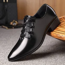 OSCO/модные кожаные мужские модельные туфли; деловые мужские туфли; Классические Вечерние туфли с острым носком на низком каблуке