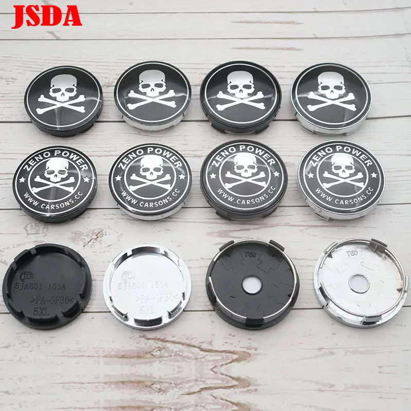 

4pcs 56mm 60mm Skull The Punisher X logo car emblem Wheel Center Hub Cap Rim refit badge decoration cover sticker