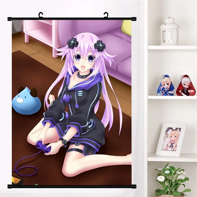 Аниме Нептун Hyperdimension Neptunia Noire Nepgear Косплей настенный свиток Фреска плакат Настенные подвесные плакаты домашний декор искусство - Цвет: P