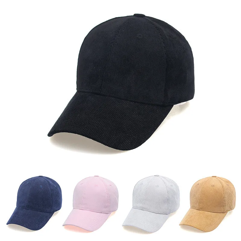 

Winter Warmer Hats for Woman Corduroy Solid 6 Color Cute Hat Girls Autumn Unisex Baseball Cap Male Adjustable Cap Top Quality