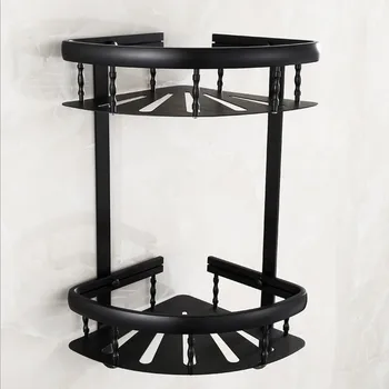 

Double Triangle Basket Towel Racks Antique Black Space Aluminum Bathroom Wall Mount Shelf Bathroom Hardware Accessories Xa10