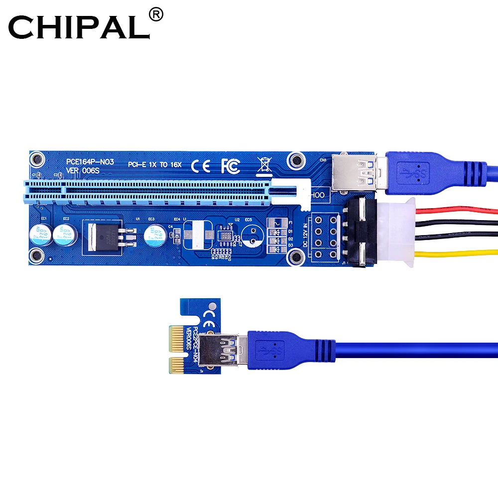 CHIPAL VER006S 60 см PCIe PCI E 1x до 16x карта расширения с USB 3 0 кабелем передачи данных/SATA к 4Pin