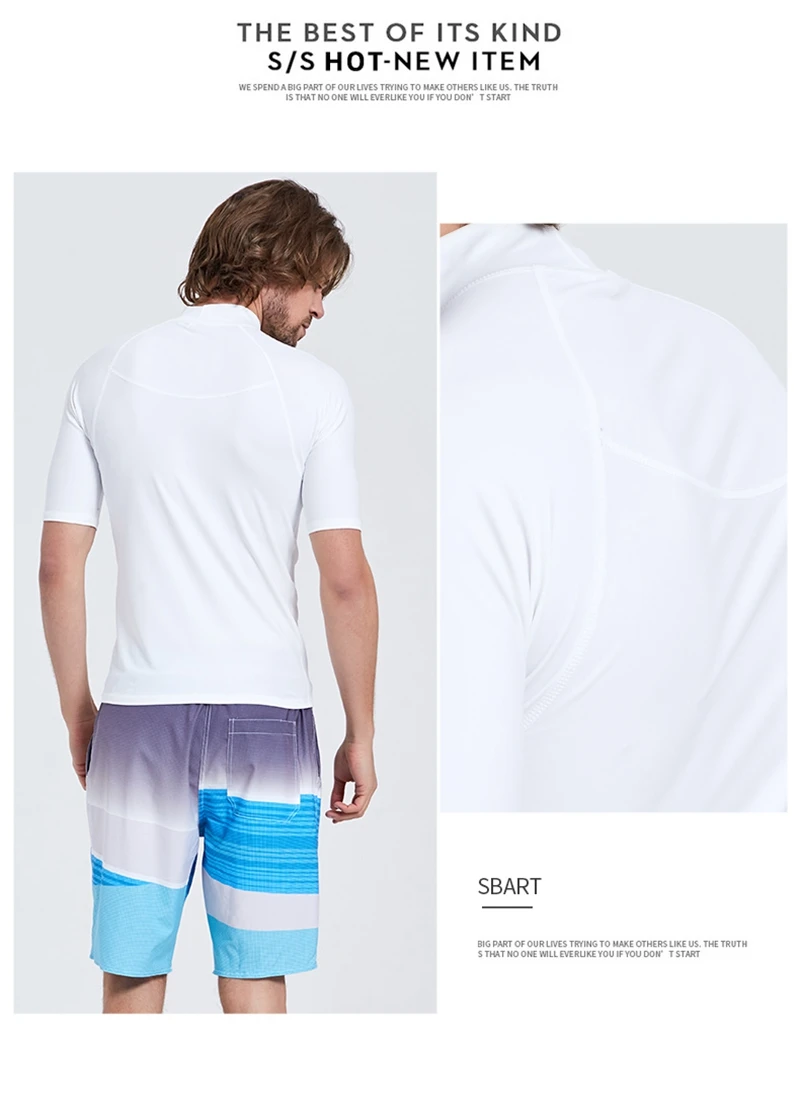SBART мужские с коротким рукавом Рашгард для серфинга купальники противомедузная быстросохнущая Защита от солнца пляжная УФ эластичная футболка