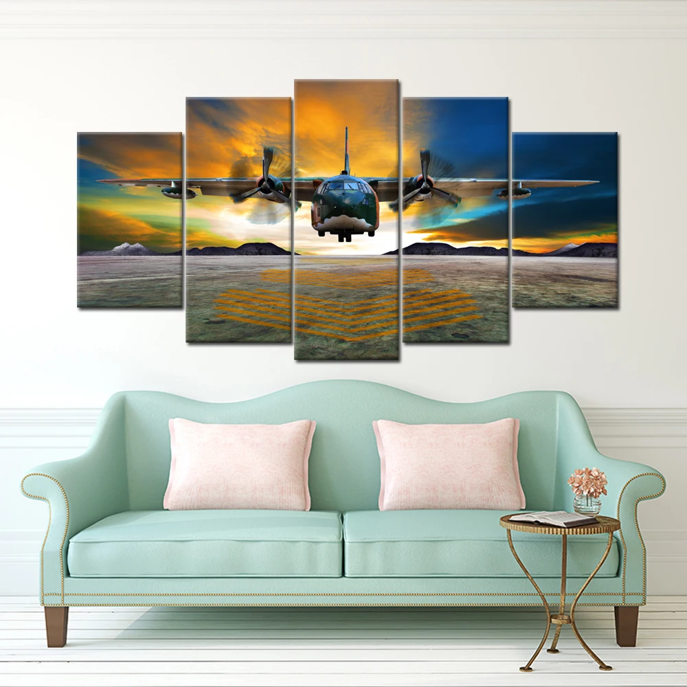 

5 Panels Jet Painting on Canvas Modern Home Decor for Living Room Canvas Wall Picture Home Decor/SJM2082