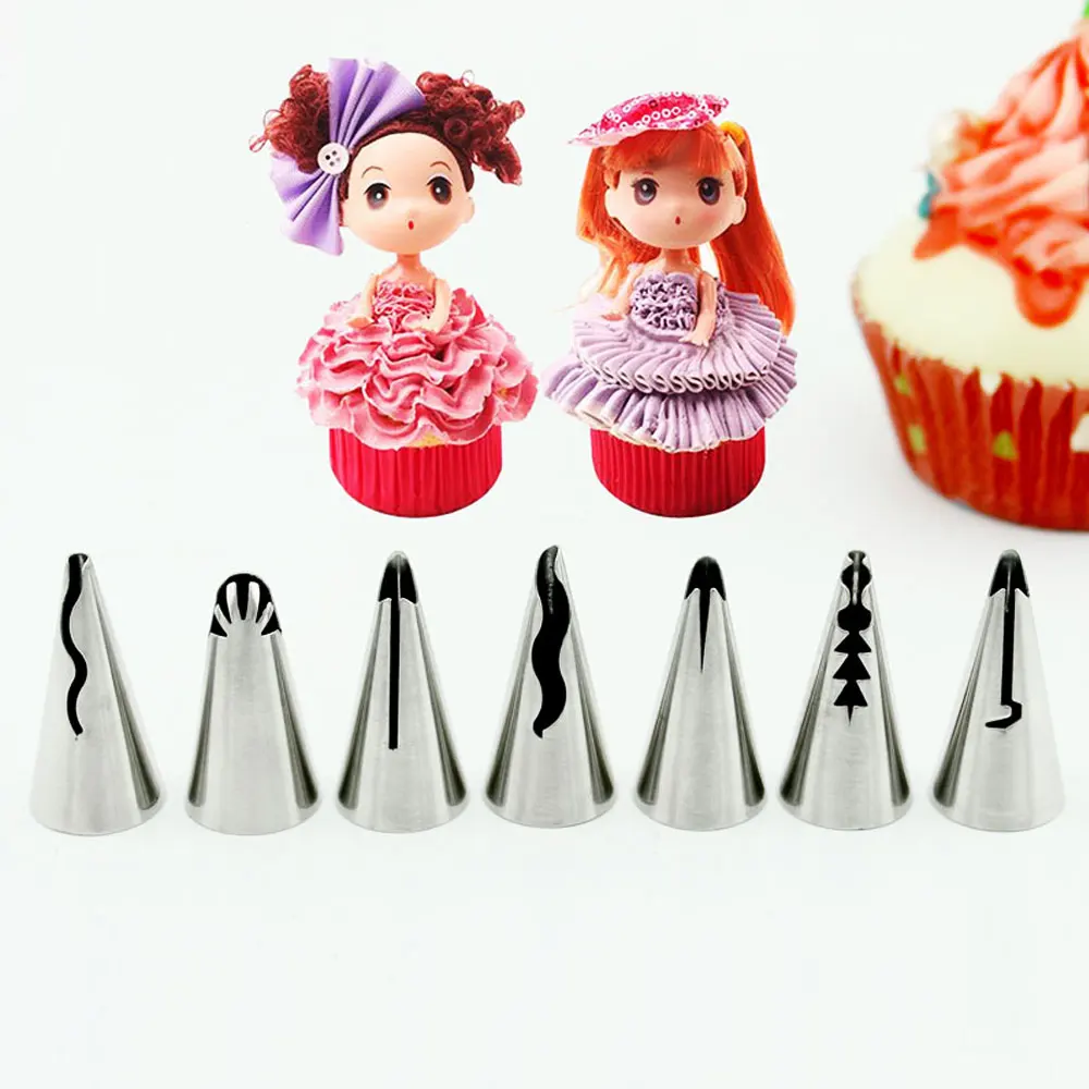 

7Pcs/Set Russian Stainless Steel Tips Tulip Sphere Whip Cream Buttercream Icing Piping Nozzles DIY Baking Tools Decoration Cupca