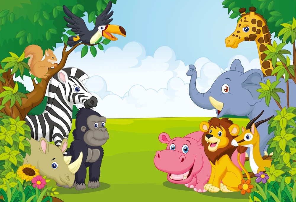 

Jungle safari backdrop photo background kids Photography Backdrops Photo Studio Props Birthday Banner Baby shower xt-6521