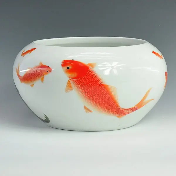 Beautiful Jingdezhen White Ceramic Small Fish Bowlsin Flower Pots