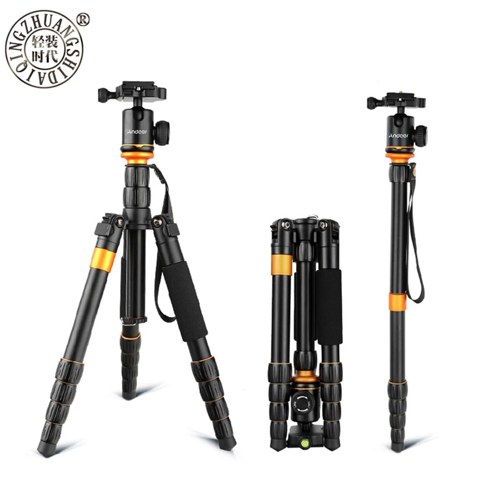 

QZSD Q999S Professional Aluminium Alloy Camera Tripod Monopod Lightweight Travel Tripod Stand for Canon Sony Nikon DSLR Cameras