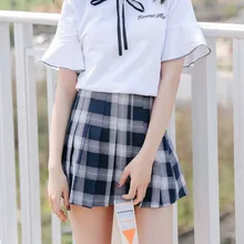 Для женщин Мини-юбки Harajuku Kawaii модные шикарные юбки Высокая талия плиссированные юбки в клетку женские#6724