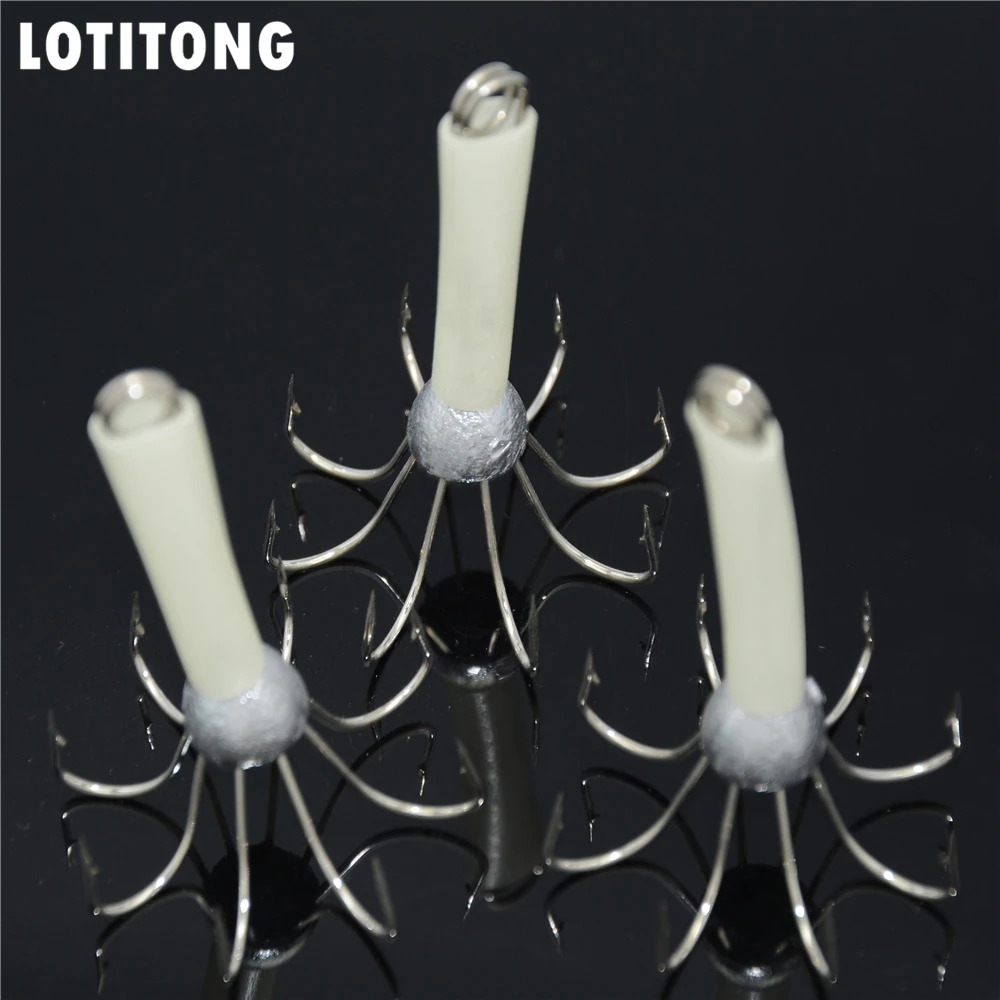 

LOTITONG 5pcs Sea Fishing Lure Luminous Squid Fake Lures Squid Hook Squid Jigs Fishing Tackle ocean Cuttlefish Fluorescent Hooks