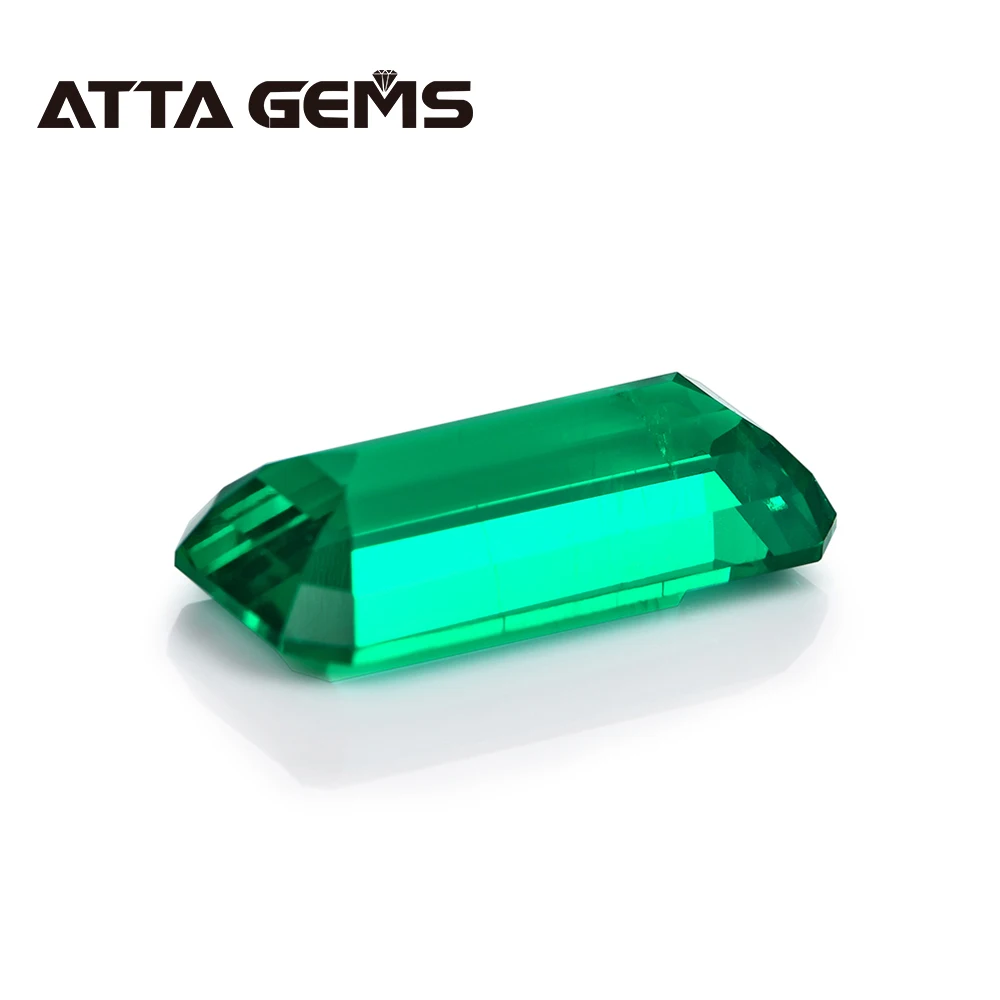 Columbian Hydrothermal Emerald Loose Gemstone Rectangle 7mm*11mm 2.6 Carats for Pendant Jewelry Design LuxuryStyle