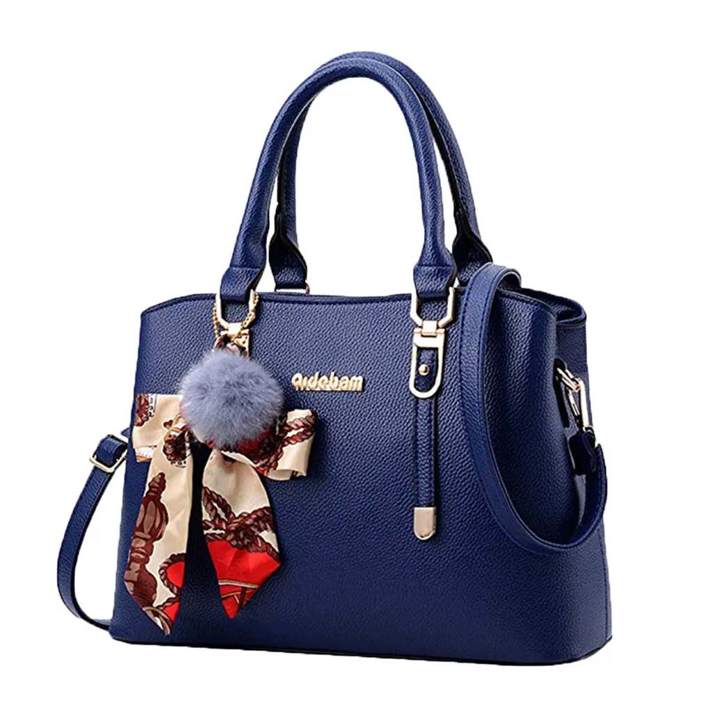 

Women Leather Handbag Hairball Evening Party Female Bow-knot Shoulder Bags Handbags Lady Shopping Tote Messenger Bag Sac14.2-LL