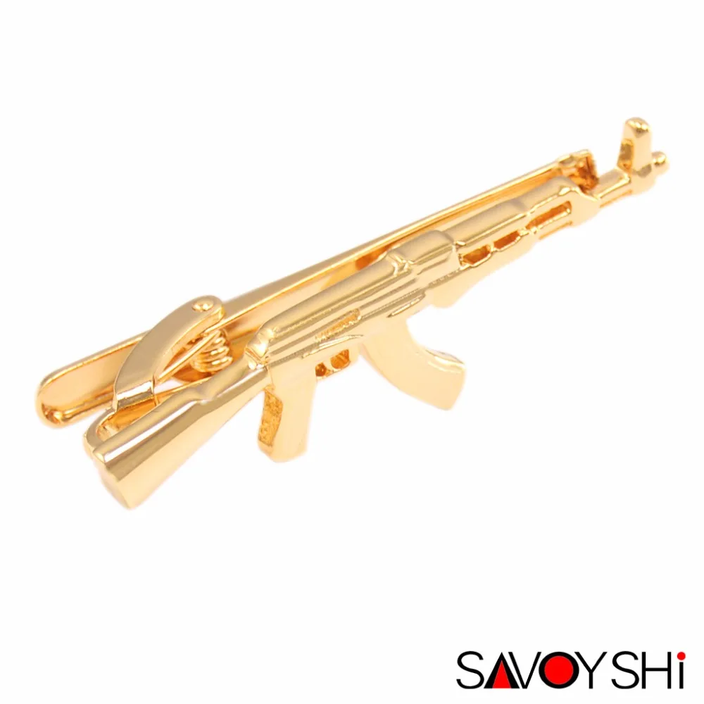 

SAVOYSHI Novelty Gold-color AK-47 Gun Tie Clips for Gentleman Necktie Clamp Clasp Men Tie Accessories Fashion Gift Brand Jewelry