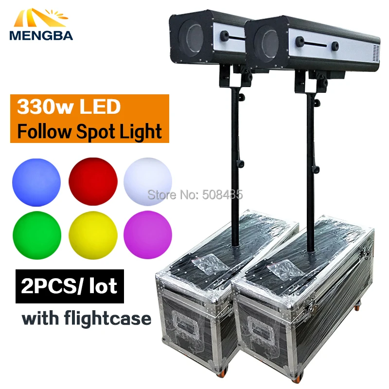 

2pcs/lot Power 330w LED Follow Spot Light With Flight Case good For Wedding/Theater Performance/party/stage fast shipping
