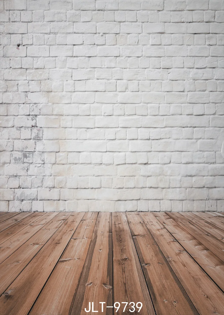  White  brick  wall  wood floor photography background 