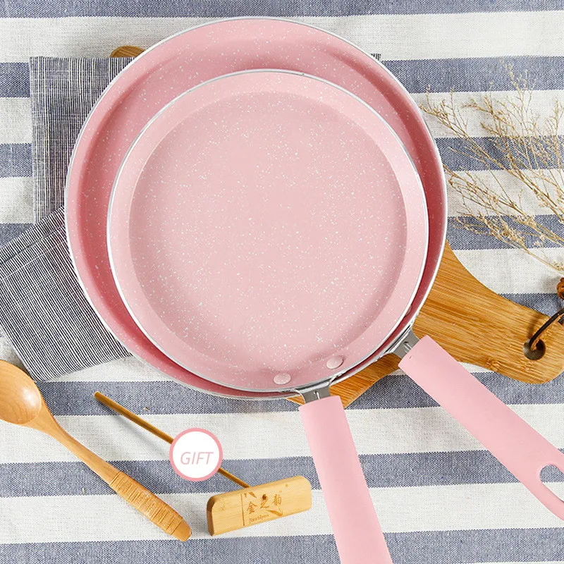 

8 Inch Aluminum Alloy Pancake Maker Non-stick Comfortable Handle Steak Egg Crepe Frying Pan Griddle Pan Wooden Rack Spreader