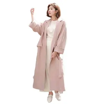 

Women 2019 Autumn Winter Long Elegant Warm Woolen Coats Female Casual Slim Wool Blend Coat Ladies Wool Overcoat With Sashes V590