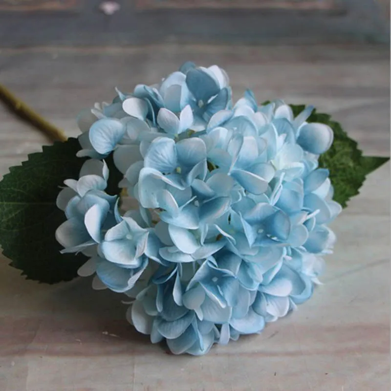 Модные искусственные цветы гортензии шелковая ткань пластиковые свадебные принадлежности DIY Украшение дома для дня рождения праздника - Цвет: Синий