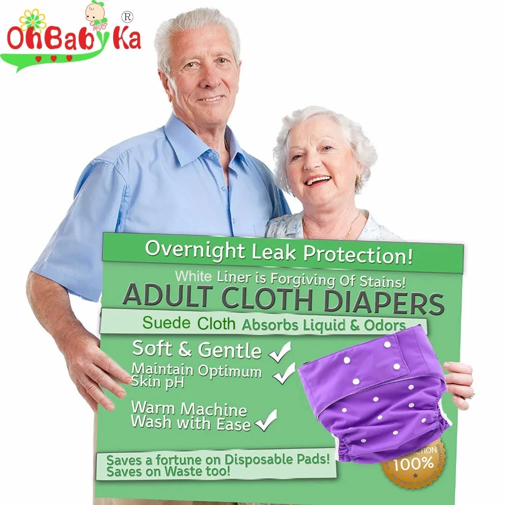 OhBabyKa Adult Washable Diaper Reusable Diaper for Incontinence Unisex